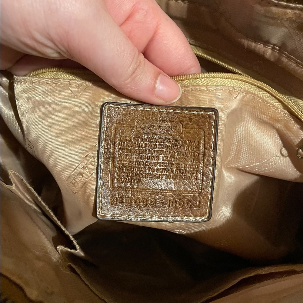 Coach Distressed Leather Denim Signature Patchwork Gigi Tote Bag - Picture 6 of 8